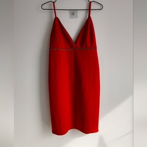 Lovely Day Red Dress with Beaded Trim